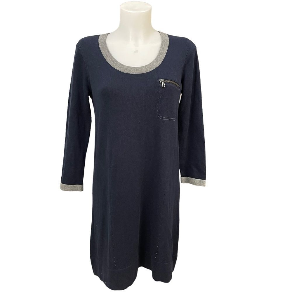 RAG & BONE Women’s Navy/ Gray Cotton Cashmere Knit Sweater‎ Dress sz small